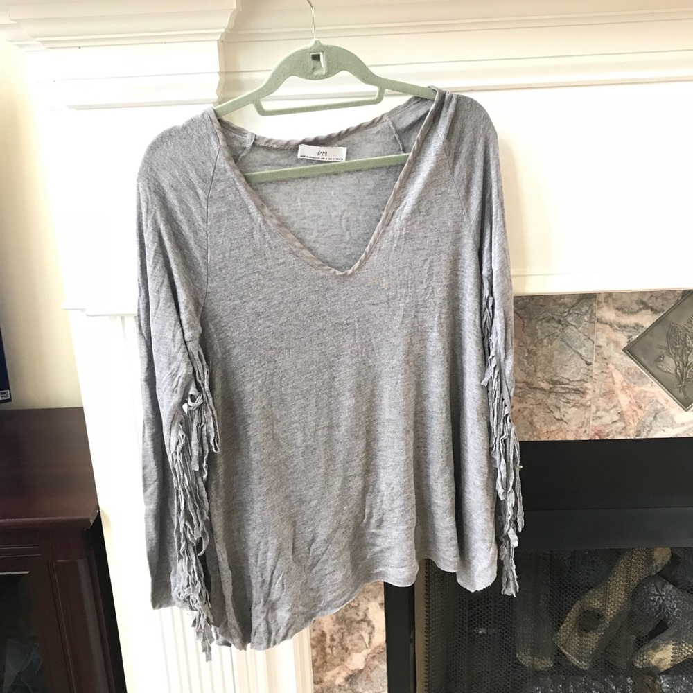 Grey Fringe Shirt